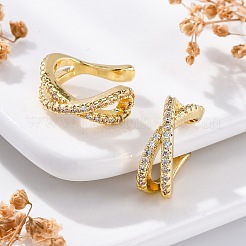 Orecchini a polsino con micro pavé di zirconi chiari in ottone placcato cremagliera&nbsp;EJEW-H147-06G