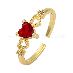 Bagues ouvertes en laiton plaqué or avec micro pavé de zircones cubiques pour femmes&nbsp;RJEW-M028-90G