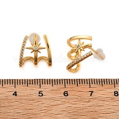 Stern-Ohrstecker aus Messing mit Mikropflaster und klarem Zirkonia&nbsp;EJEW-B131-02G