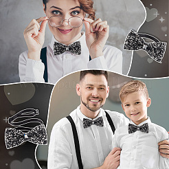 Papillon da uomo in poliestere con strass in resina regolabili&nbsp;AJEW-WH0472-01B