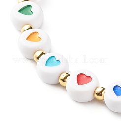 Pulsera elástica con cuentas acrílicas opacas de corazón para mujeres adolescentes&nbsp;BJEW-JB06860