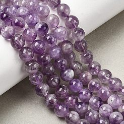 Natürliche runde Perlenstränge aus Lavendel-Amethyst&nbsp;G-O134-08-8mm-01