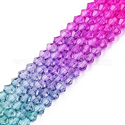 Hilos de cuentas de vidrio con pintura para hornear de color degradado&nbsp;DGLA-A039-T4mm-A011