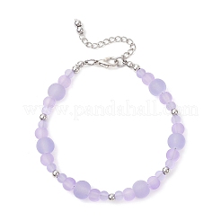 Braccialetti con perline di vetro trasparente satinato per donna&nbsp;BJEW-JB12136-01