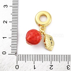 Europäische Anhänger aus Messing mit rotem Emaille&nbsp;KK-U066-22B-G