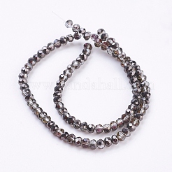 Fili di perline in vetro placcato sfaccettato mezzo rondelle di elettroplate&nbsp;X-EGLA-D020-3x2mm-12