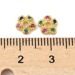 Capuchons de perles en laiton micro pavé coloré en zircone cubique&nbsp;KK-V015-07G-01