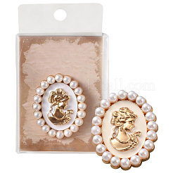 Clips ovales en alliage émail et perles de plastique&nbsp;AJEW-WH20130-221B-01
