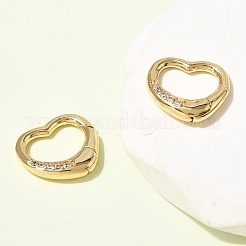 Latón micro pavimenta claro cubic zirconia anillos de compuerta de resorte&nbsp;ZIRC-F146-01A