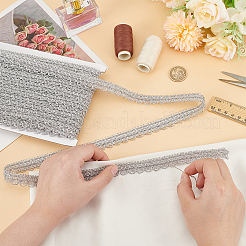 Bordure en dentelle métallique tressée en polyester&nbsp;SRIB-WH0011-180A-02