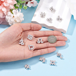 12 pz 12 stili dodici costellazioni pendenti in ottone micro pavé di zirconi cubici trasparenti&nbsp;KK-TA0008-96P