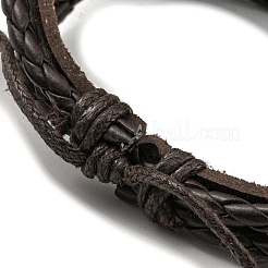 Pulseras de varias hebras de triple capa con cordones encerados y cuero de pu&nbsp;BJEW-F468-10