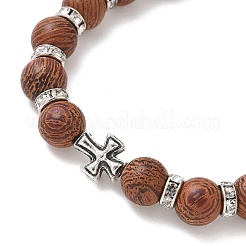 3 set di braccialetti elastici con perline rotonde in legno naturale di 3 colori per uomo e donna&nbsp;BJEW-JB12355