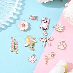 10 pièces 10 styles pendentifs en émail en alliage plaqué or clair&nbsp;ENAM-YW0006-29