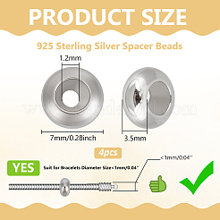 4 pieza 925 cuentas espaciadoras de plata esterlina&nbsp;STER-BC0003-50P