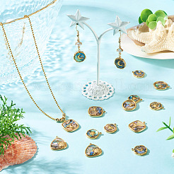 12 stücke 6 arten 304 edelstahl pflastern natürliche paua shell anhänger&nbsp;STAS-TA0005-90