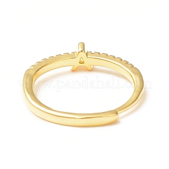 Bague réglable avec lettre initiale en zircone cubique transparente&nbsp;RJEW-C052-01G-A