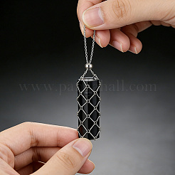 2 pieza 2 estilos 667 bolsa de macramé para lápiz labial de acero inoxidable con colgante decorativo&nbsp;HJEW-CP0001-48