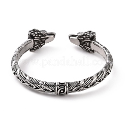 Brazalete abierto de acero inoxidable 304 con diseño de pájaro para hombres y mujeres&nbsp;BJEW-M230-03AS