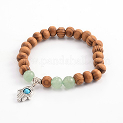 Legno perline tratto bracciali&nbsp;BJEW-JB01830