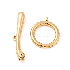 Knebelverschlüsse aus Messing mit durchsichtigem Kubisch Zirkonia-Pavé&nbsp;KK-M270-01G