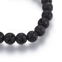Natürliche Lava Rock Perlen Stretch Armbänder&nbsp;BJEW-JB03969-M