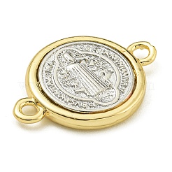 Verbinderanhänger aus Messing mit St. Benedikt-Medaille in Gestellbeschichtung&nbsp;KK-Z067-08G-01