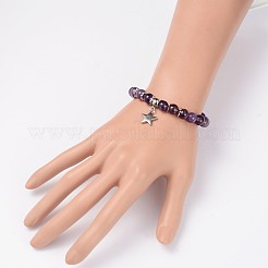 Natürliche gemischte Stein Perlen Stern Charme Stretch-Armbänder&nbsp;BJEW-JB01981