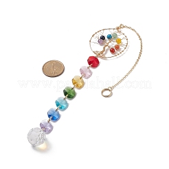Décorations pendentif en perles de verre octogone chakra&nbsp;HJEW-JM00834