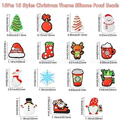 15 Stück Silikon-Brennperlen in 15 Stilen mit Weihnachtsmotiv&nbsp;SIL-CJ0001-70