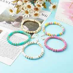 Pulseras hechas a mano de arcilla polimérica pulseras elásticas&nbsp;BJEW-JB06488