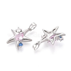 Pendentifs en laiton zircon cubique pavé&nbsp;KK-T080-77P