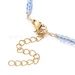 Collana con ciondolo in ottone con catene di perline di semi di vetro da donna&nbsp;NJEW-JN04429