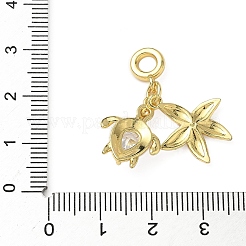 Messing Pavé klar Zirkonia Meerestiere europäischen Anhänger&nbsp;KK-I371-39G-01