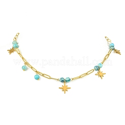 Collane da donna con ciondolo a stella in acciaio inossidabile 304 con catena a graffetta e perline di emimorfite naturale.&nbsp;NJEW-JN06251-02
