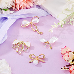 4 Stück 4 Stile Bowknot Legierung Strass Broschen für Frauen&nbsp;JEWB-TA0001-30