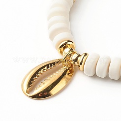 Braccialetti elastici con charm in zirconia cubica a forma di conchiglia per donne adolescenti&nbsp;BJEW-JB06850-02