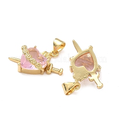 Pendentifs avec zircon cubiques à micro-pavés en laiton&nbsp;KK-F930-27B-G