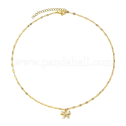 Collier à breloques en laiton avec micro pavé de zircone cubique pour femme&nbsp;NJEW-JN04913