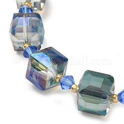 Braccialetti elasticizzati da donna con perline di vetro elettrolitico&nbsp;BJEW-JB11213-02