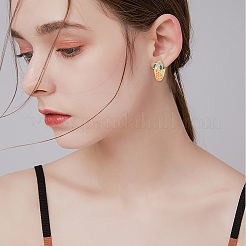 Orecchini a cerchio serpente con zirconi cubici e smalto&nbsp;EJEW-SZ0001-87D