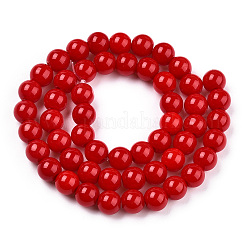 Chapelets de perles en verre opaque de couleur unie&nbsp;GLAA-T032-P8mm-04
