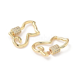 Messing Micro Pave klare Zirkonia Schraube Karabiner Schloss Charms&nbsp;LS-KK-Z118-06G-06