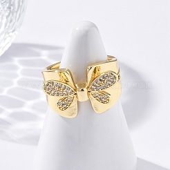 Anelli per polsini da donna in ottone con micro pavé di zirconi trasparenti&nbsp;RJEW-U043-06G