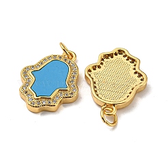 Micro pavé de latón con circonitas cúbicas y colgantes de turquesa sintética.&nbsp;KK-K356-24B-G