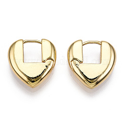 Aretes de aro con corazón de circonitas cúbicas transparentes&nbsp;EJEW-F304-03G