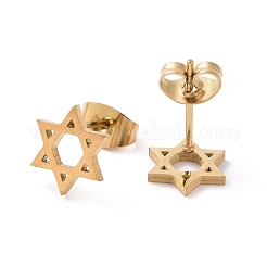 Orecchini a bottone e collana con ciondolo a forma di stella di David in acciaio inossidabile 304&nbsp;AJEW-B019-02
