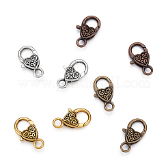 Tibetischen Stil Legierung Herz Karabiner Schnallen&nbsp;TIBE-KS0001-02