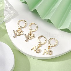 2 Paar Ohrhänger-Sets mit klarem Zirkonia und Wort „Ja“ und „Nein“ im 2-Stil&nbsp;EJEW-JE05272