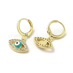 Boucles d'oreilles dormeuses en laiton plaqué or 18 carat véritable oeil de cheval&nbsp;EJEW-Q797-23G-03